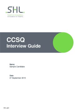 Customer Service Questionnaire - Interview Guide